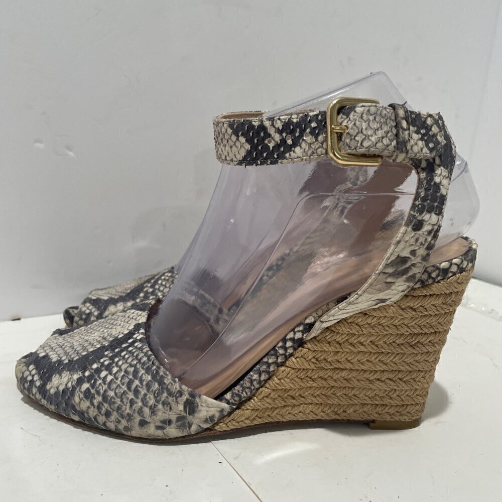 STUART WEITZMAN WOMENS LEATHER SNAKE SKIN ANIMAL PRINT SLINGBACK WEDGES SIZE 8.5